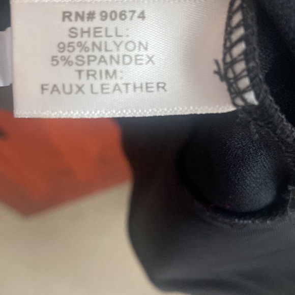 Boston Proper Black shirt with faux leather trim, size small - Picture 3 of 4